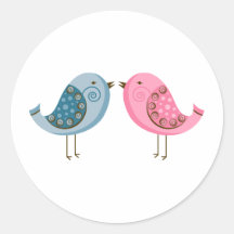 2 Birds Round Stickers