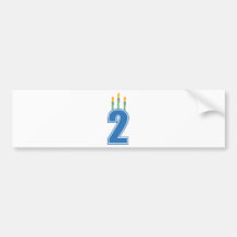 2 Birthday Candles (Blue / Green) Bumper Sticker