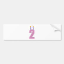 2 Birthday Candles (Pink / Purple) Bumper Stickers