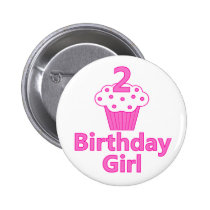 2 - Birthday Girl - Cupcake Design buttons