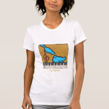 2 bluebirds on piano t-shirt on white