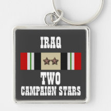 2 CAMPAIGN STARS / IRAQ VETERAN / KEY CHAIN