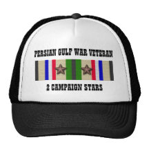 2 CAMPAIGN STARS / PERSIAN GULF WAR VETERAN HAT