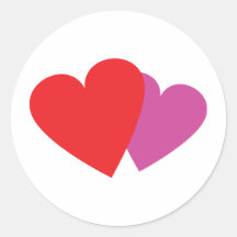 2 hearts icon round stickers