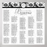 #2 of 2 Black White Damask Reception Seating Chart Print