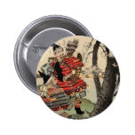 2 Samurai Viewing Sakura Cherry Blossoms Buttons