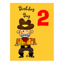 2 year old birthday boy postcard