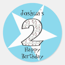 2nd Birthday Blue Baseball Star Stickers