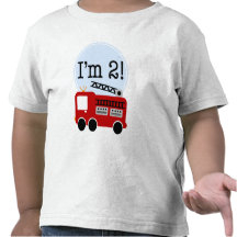 2nd Birthday Fire Truck Tee Shirts