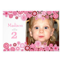 2nd Birthday Pink Party Number Photo Invitation