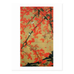 30. 紅葉小禽図, 若冲 Maple & Small Birds, Jakuchū Postcards