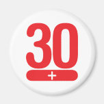 30 Plus Years Old - Red Refrigerator Magnets