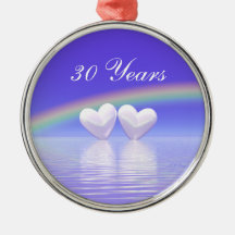 30th Anniversary Pearl Hearts Christmas Ornament