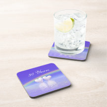 30th Anniversary Pearl Hearts Drink Coaster