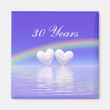 30th Anniversary Pearl Hearts Fridge Magnets
