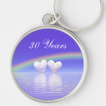 30th Anniversary Pearl Hearts Keychain