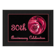 30th  Anniversary Red Rose Premium Metallic Custom Invites