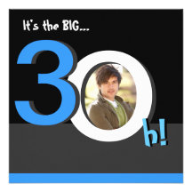 30th Big 3Oh! Photo Birthday Party Template Photo Personalized Announcements