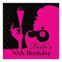 30th Birthday Cocktail Party pink Announcements