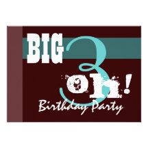 30th Birthday Party - Aqua Chocolate Template Personalised Announcement