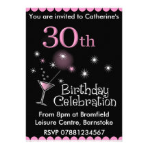 30th Birthday Party Invitation - Cocktail Glass