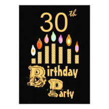 30th Birthday Party Invitation - GOLD