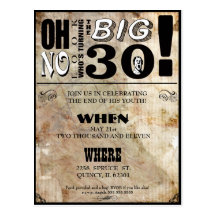 30th Birthday Party Invitations Postcards