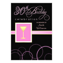 30th Birthday Party Invitations - with Monogram
