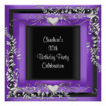 30th Birthday Party Silver Purple Personalized Invitation