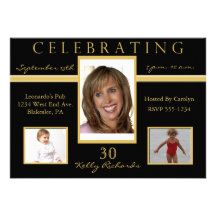 30th Birthday Party Tri Photo Invitations