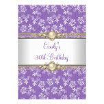 30th Purple Floral Pearl Birthday Party Personalised Announcement