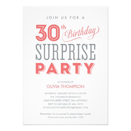 30th Surprise Birthday Invitations | Zazzle