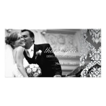311 Alonnah Damask Silver Customized Photo Card