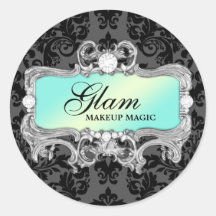 311 Aqua Glam Crazy Sticker Black Damask