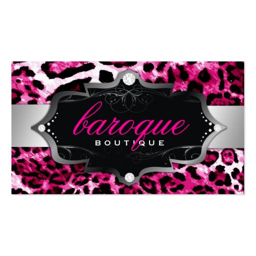 311-Baroque Boutique | Hot Pink Leopard Business Card Templates