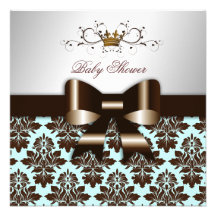 311 Blackberry Brown Damask Blue Brown Personalized Announcements