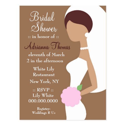 311-BRUNETTE BRIDE SHOWER INVITATION POST CARD