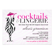 311 Cocktails & Lingerie Zebra Personalized Invite
