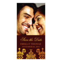 311 Dashing Damask | Fresh Orange Yellow Save Date Photo Greeting Card