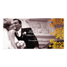 311 Dashing Damask | Fresh Orange Yellow Thank You Photo Card Template