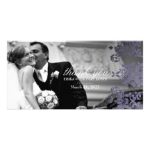 311 Dashing Damask | Hydrangea Purple Thank You Custom Photo Card