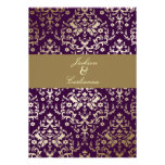 311 Dazzling Damask Gold Ivory Deep Purple Personalized Invite