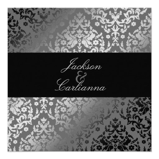 311-Dazzling Damask Grey Personalised Invitations