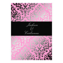 311-Dazzling Damask Pink Flamingo Personalised Announcements