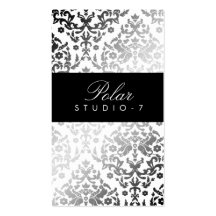 311-Dazzling Damask Polar Bear Business Cards