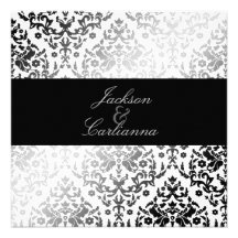 311-Dazzling Damask Polar Bear Personalized Invites