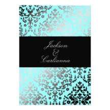311-Dazzling Damask Turquoise Personalised Invitation