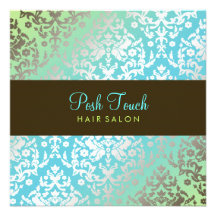 311-Dazzling Damask Turquoise & Lime Custom Announcement