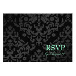 311 Dazzling Damask Turquoise RSVP Small Card Custom Invites