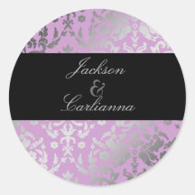311-Dazzling Damask Wild Purple Round Sticker